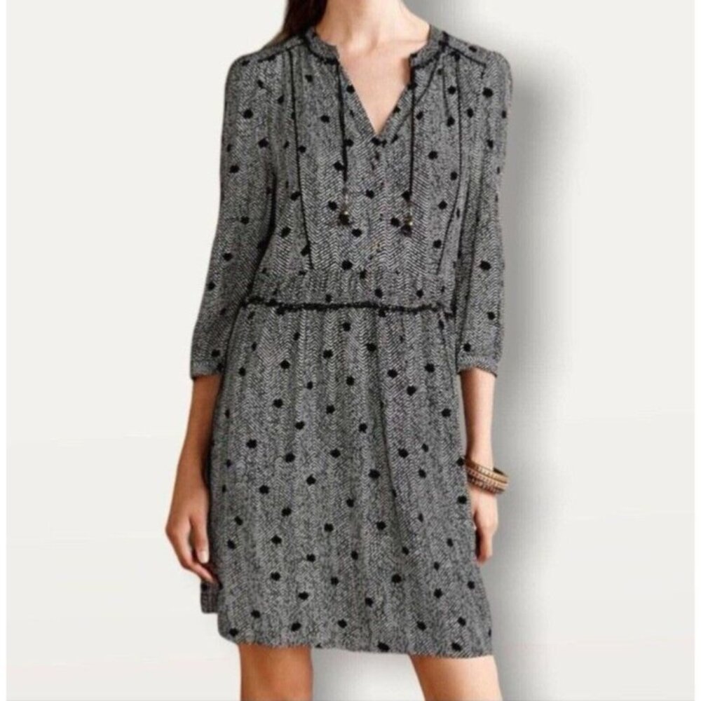Anthropologie Maeve A Line Dress Small Washable Black Ivory